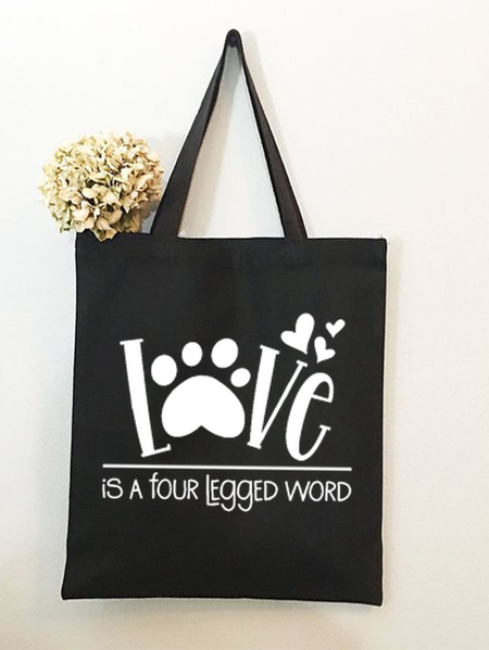 Women's Dog Lover Funny Saying Shopping Tote, Black, Bags