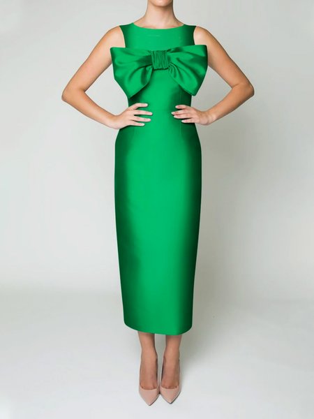 

Regular Fit Elegant Crew Neck Plain Maxi Dress, Green, Maxi Dresses