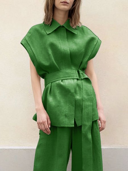 

Loose Shirt Collar Raglan Sleeves Casual Blouse, Green, Blouses and Shirts