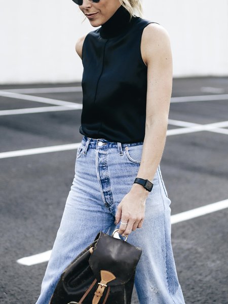 

Urban Plain Regular Fit Turtleneck Tank Top, Dark blue, Tanks and Camis