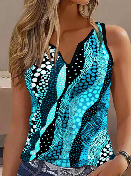 

Blue Gradient Notched Neck Tank Top, Tanks & Camis