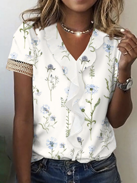 

Casual Regular Fit Floral T-Shirt, White, T-Shirts