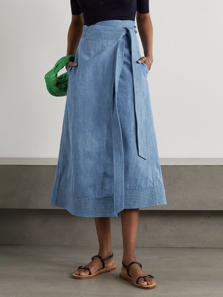 

Regular Fit Plain Urban Denim Skirt, Blue, Denim Skirts