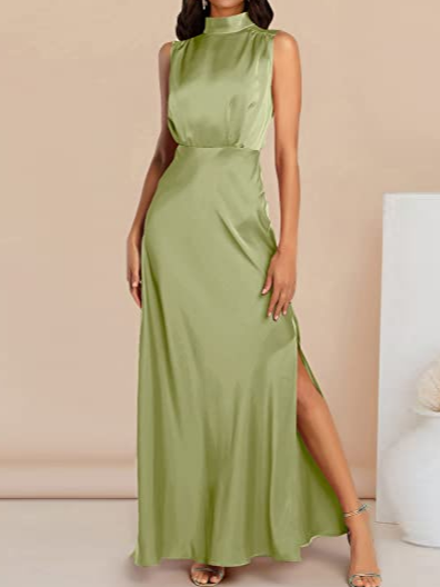 

Half Turtleneck Plain Casual Loose Dress, Green, Formal Dresses