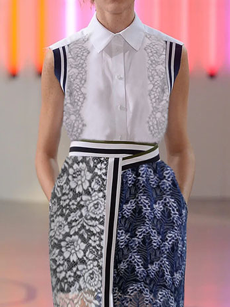 

Urban Loose Lightweight Shirt Collar Sleeveless Blouse, White, Blouses and Shirts