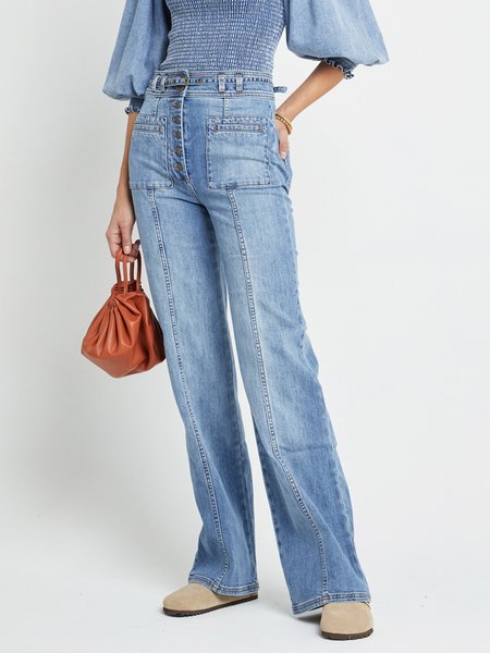 

Plain Denim Regular Fit Casual Jeans, Blue, Jeans