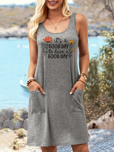 

Women's Its good day to have a good day Casual Crew Neck Dress, Gray, Dresses