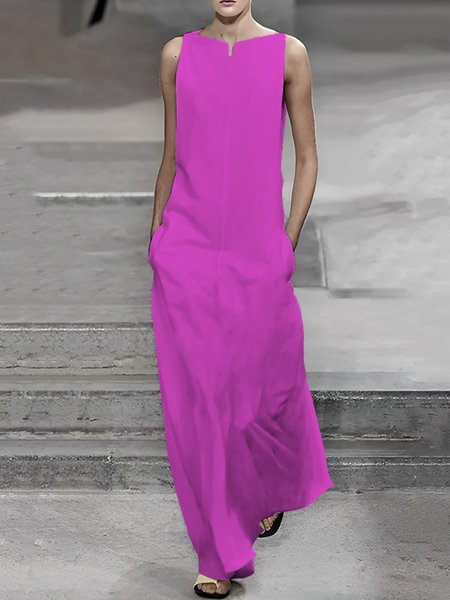 

Maxi Plain V Neck Elegant Regular Fit Dress, Rose red, Maxi Dresses
