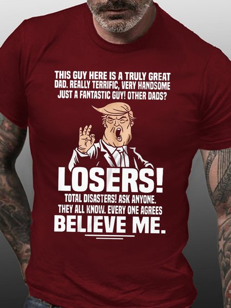 

Men's Cotton Fantastic Dad Father's Day Donald Trump Funny Dad Casual T-Shirt, Red, T-shirts