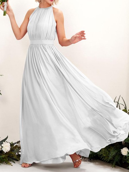 

The Wedding Elegant Halter Loose Plain Dress, White, Dresses