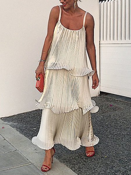 

Spaghetti Plain Loose Vacation Maxi Dress, As picture, Maxi Dresses