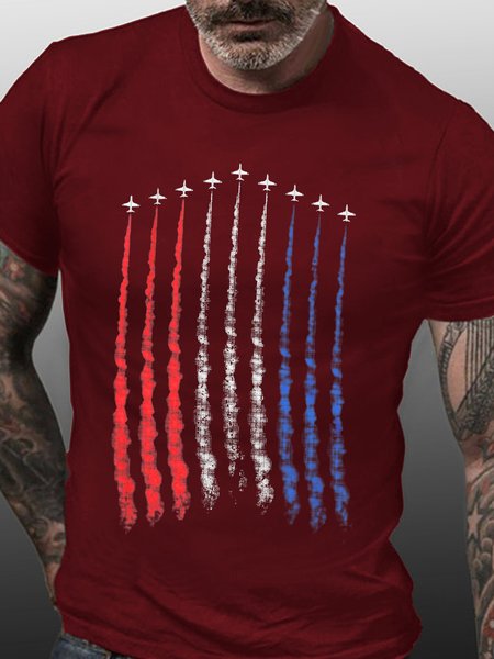 Men's Red White Blue Air Force Flyover Cotton Casual T-Shirt, T-shirts