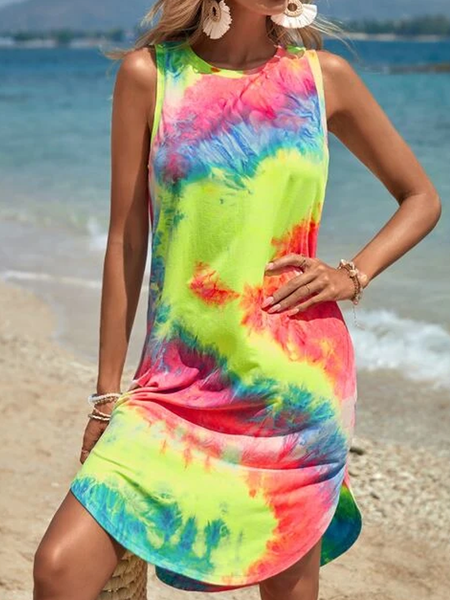 

Jersey Casual Loose Dress, Yellow, Dresses