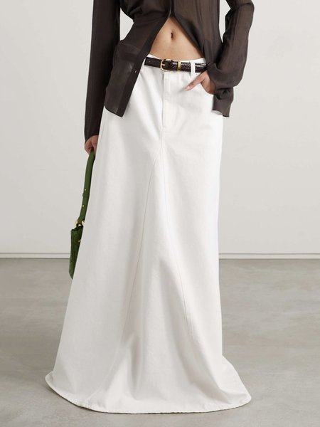 

Urban Plain Long Loose Denim Skirt, White, Denim Skirts