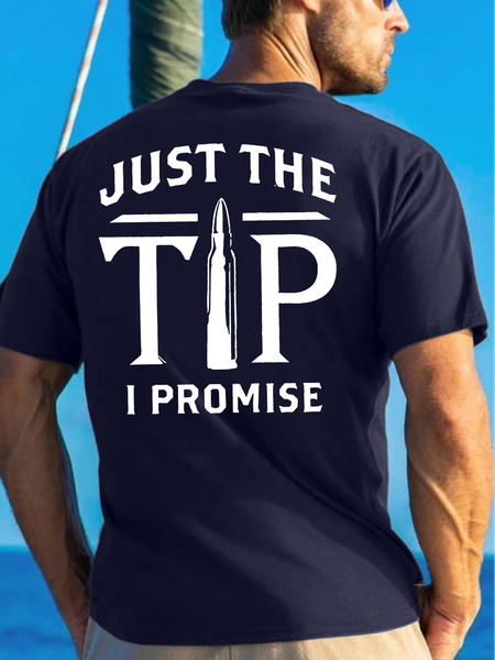 

Men's Just The Tip I Promise Funny Independence Day Graphic Printing Cotton Text Letters Casual T-Shirt, Purplish blue, T-shirts