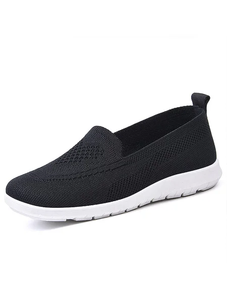 

Women's Plain Fly Woven Shoes, Black, Sneakers