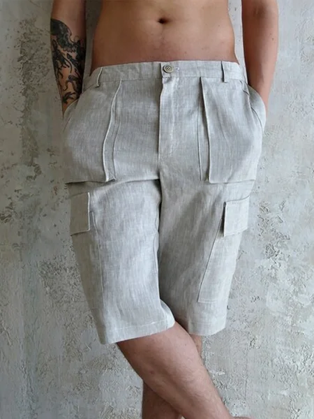 

Plain Casual Cargo shorts, Khaki, Men's shorts