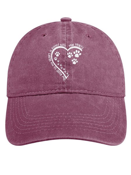 

Women's Dog Lovers The Road To My Heart Is Paved With Paw Prints Adjustable Denim Hat, Wine red, Women's Hats