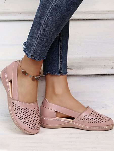 

Women's Closed Toe Sandals For Women Casual Summer Mule Hollow Out Slip On Shoes Wedge Sandals, Pink, Sandals