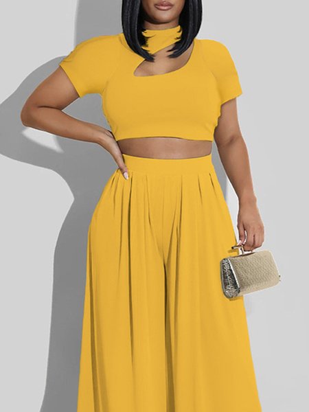 

Regular Fit Crew Neck Urban Plain T-Shirt, Yellow, Tees