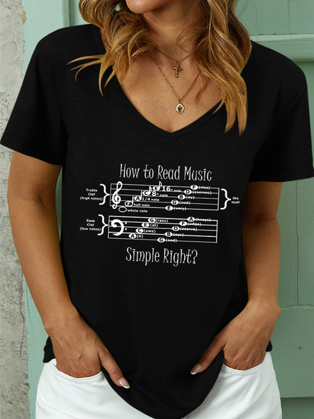 

Women’s How To Read Music Simple Right Casual T-Shirt, Black, T-shirts