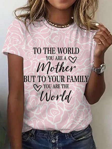 

Crew Neck Regular Fit Casual Mother's Day T-Shirt, Pink, T-Shirts
