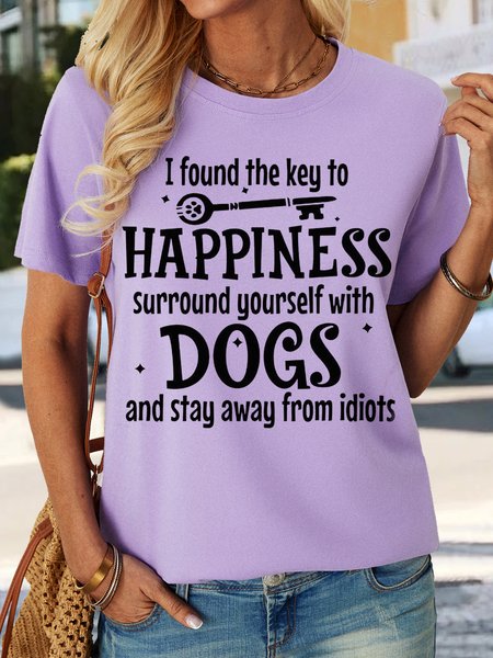 

Women's I found the key to happiness surround yourself with dogs and stay away from idiots Casual T-Shirt, Purple, T-shirts