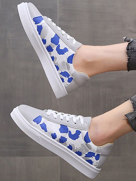 

Women's Glitter Pattern Canvas Flat Heel Casual Flats, Blue, Sneakers