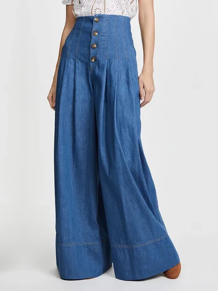 

Loose High Waist Urban Long Jeans Wide leg pants, Denim blue, Jeans