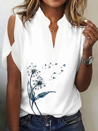 

Dandelion Casual Stand Collar T-Shirt, White, T-Shirts