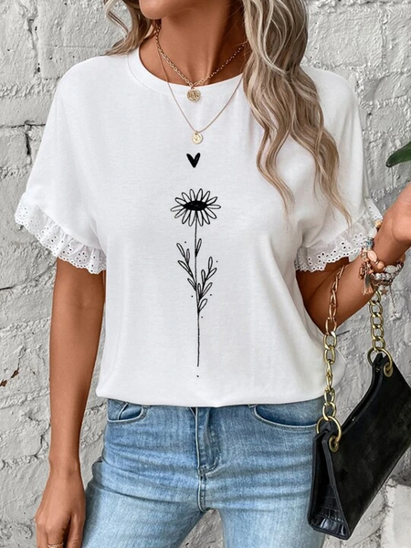 

Casual Jersey Crew Neck T-Shirt, White, T-Shirts