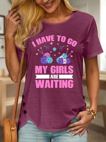 

Lilicloth X Jessanjony I Have To Go My Girls Are Waiting Women's Cotton-Blend T-Shirt, Wine red, T-shirts
