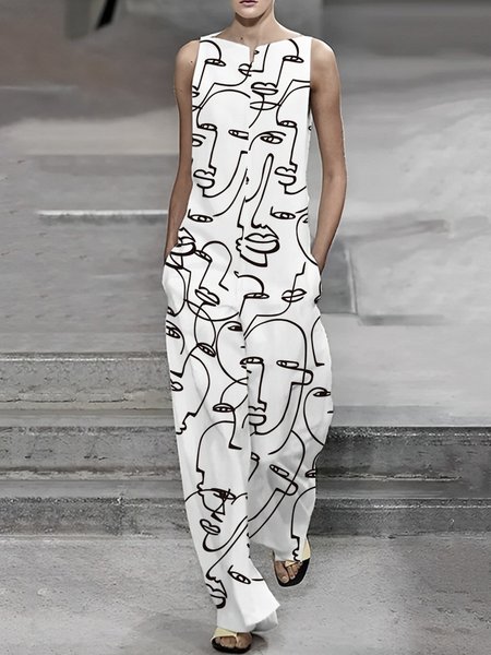 

Daily Regular Fit Casual Face Jumpsuit, White, Jumpsuits