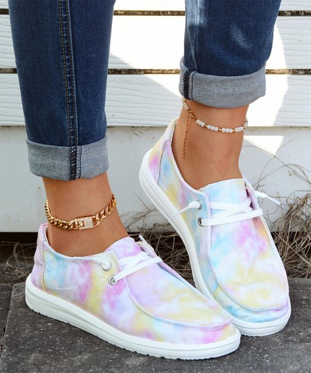 

Women's Tie-Dye Pattern Loafers Comfortable & Lightweight Ladies Shoes, As picture, Sneakers