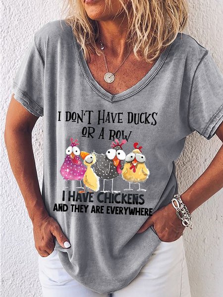 

Women's I Don't Have Ducks or A Row I Have Chickens Are Casual Animal T-Shirt, Gray, T-shirts