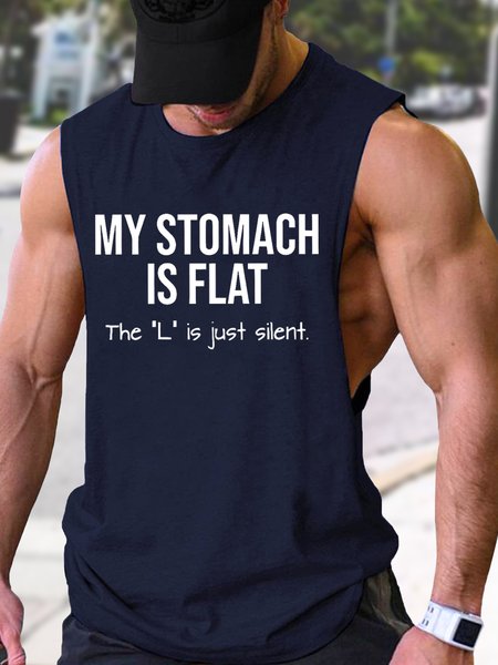 

Men's My Stomach Is Flat The L Is Just Silent Funny Graphic Printing Loose Text Letters Casual Crew Neck Tank Top Workout Tank Top Gym Bodybuilding Sleeveless Muscle T Shirts, Purplish blue, Tank Tops