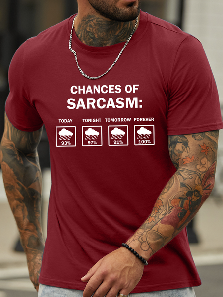 

Lilicloth X Hynek Rajtr Chances Of Sarcasm Men's Crew Neck Casual T-Shirt, Red, T-shirts
