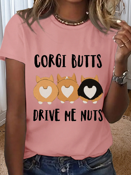 

Women's Dog lovers Corgi Butts Drive Me Nuts Cotton T-Shirt, Pink, T-shirts