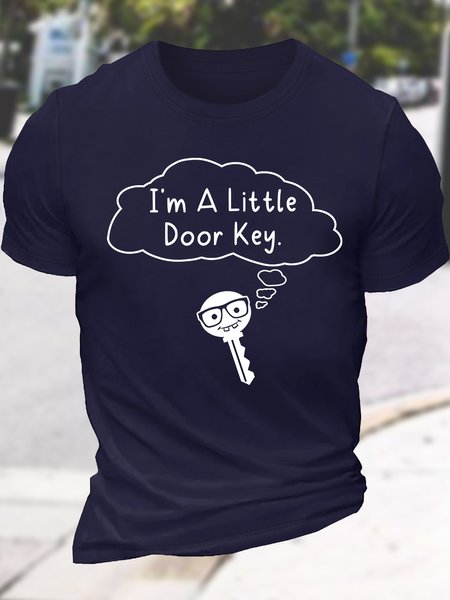 

Men's I'm A Little Door Key Funny Graphic Printing Crew Neck Casual Cotton T-Shirt, Purplish blue, T-shirts