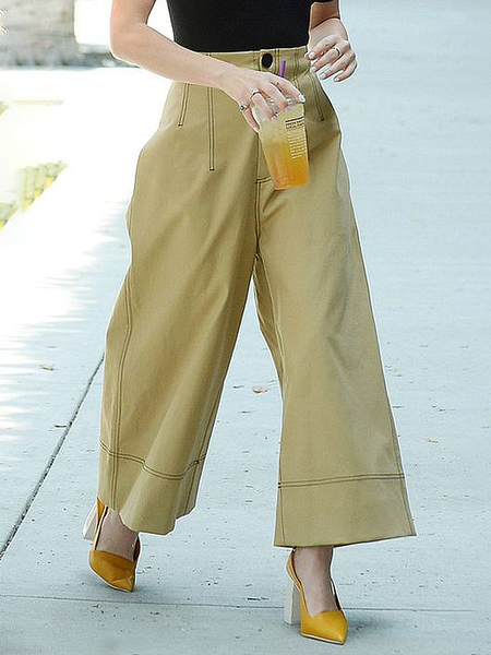 

Lightweight Plain Loose Urban Fashion Pants Ankle Pants, Khaki, Pants