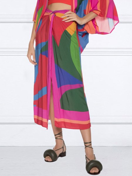 

Vacation Geometric Print Skirt, Multicolor, Skirts