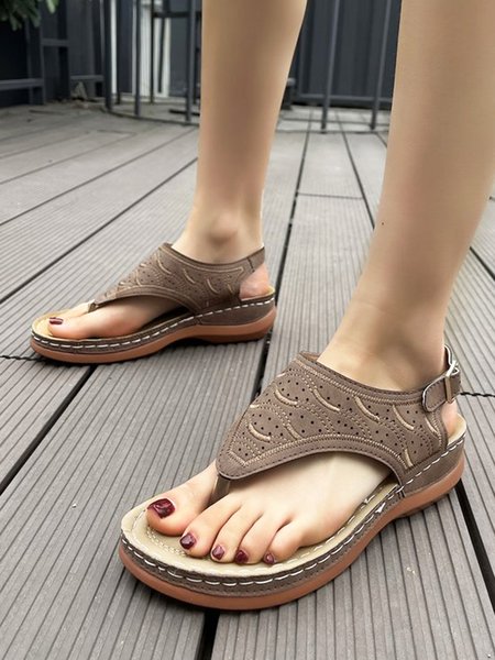 

Embroidery Hollow Retro Casual Mom Sandals, Coffee, Sandals