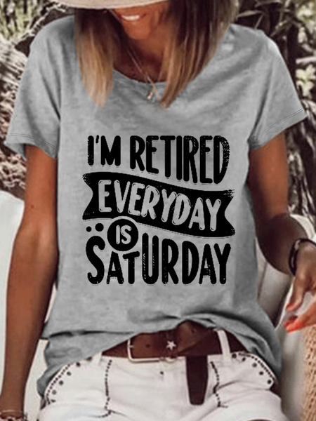 

Women's Funny Retired Retirement Loose Crew Neck Casual T-Shirt, Gray, T-shirts