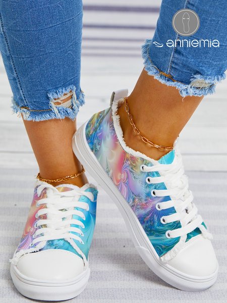 

Anniemia Abstract Print Fringe Canvas Shoes, Multicolor, Sneakers