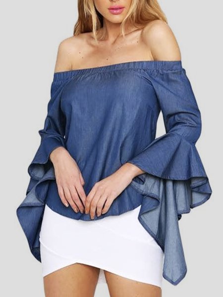 

Cold Shoulder Regular Fit Urban Blouse, Blue, Blouses and Shirts