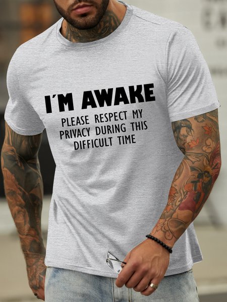 

Lilicloth X Hynek Rajtr I'm Awake Please Respect My Privacy During This Difficult Time Men's Crew Neck T-Shirt, Light gray, T-shirts