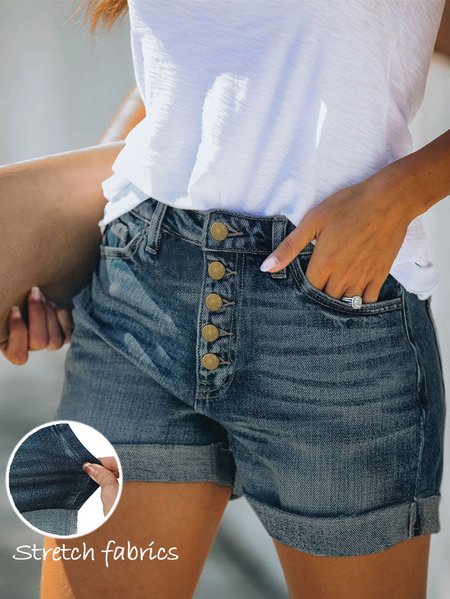 

Women's Stretch Jeans Denim Shorts, Blue, Jeans