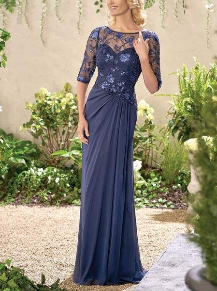 

Floral Elegant Wedding Guest Dress, Blue, Maxi Dresses