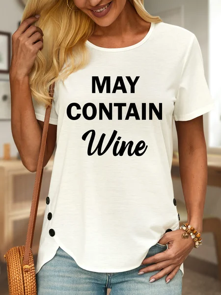 

Lilicloth X Hynek Rajtr May Contain Wine Women's Cotton-Blend Casual T-Shirt, White, T-shirts