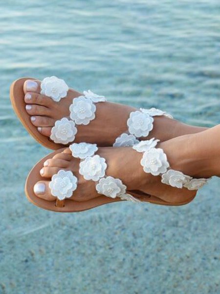 

Summer Fabric Elegant Floral Bridal Shoes, Light brown, Sandals